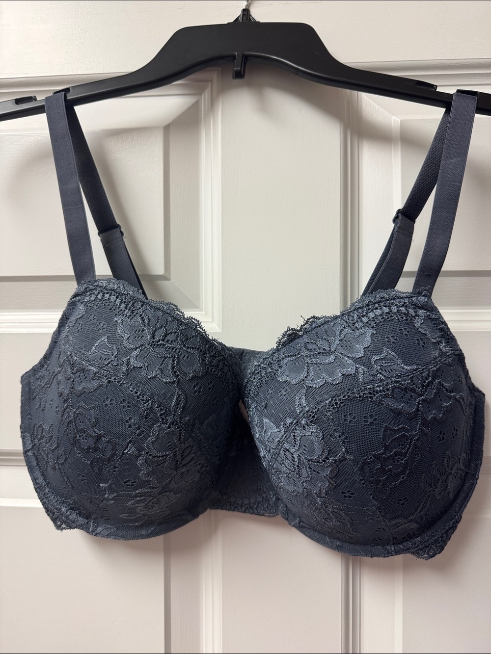 Dorina Underwire Dark Gray Bra with Lace Overlay - 38 DD
